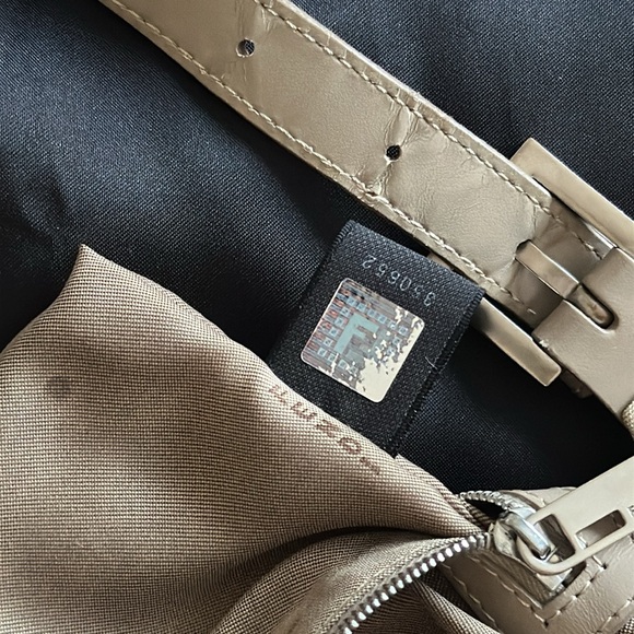 Authentic Fendi Zucchini canvas shoulder bag (tan/beige color) - Picture 12 of 15